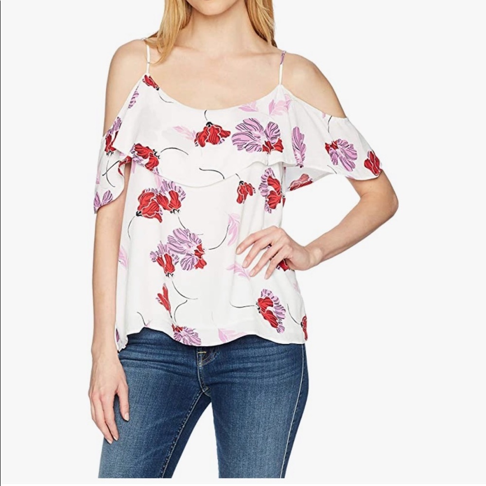Bardot Floral Off Shoulder Cold Shoulder Floral Top Size 8 Medium